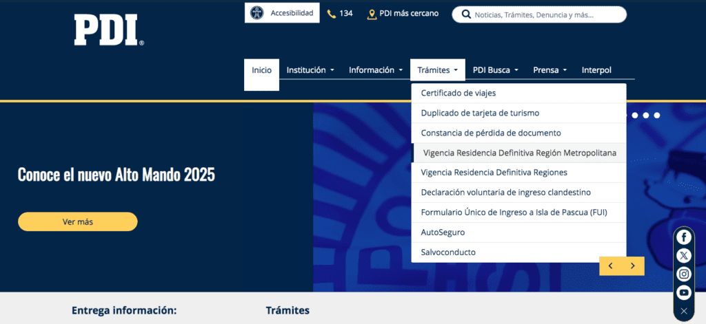 Pagina WEB de PDI